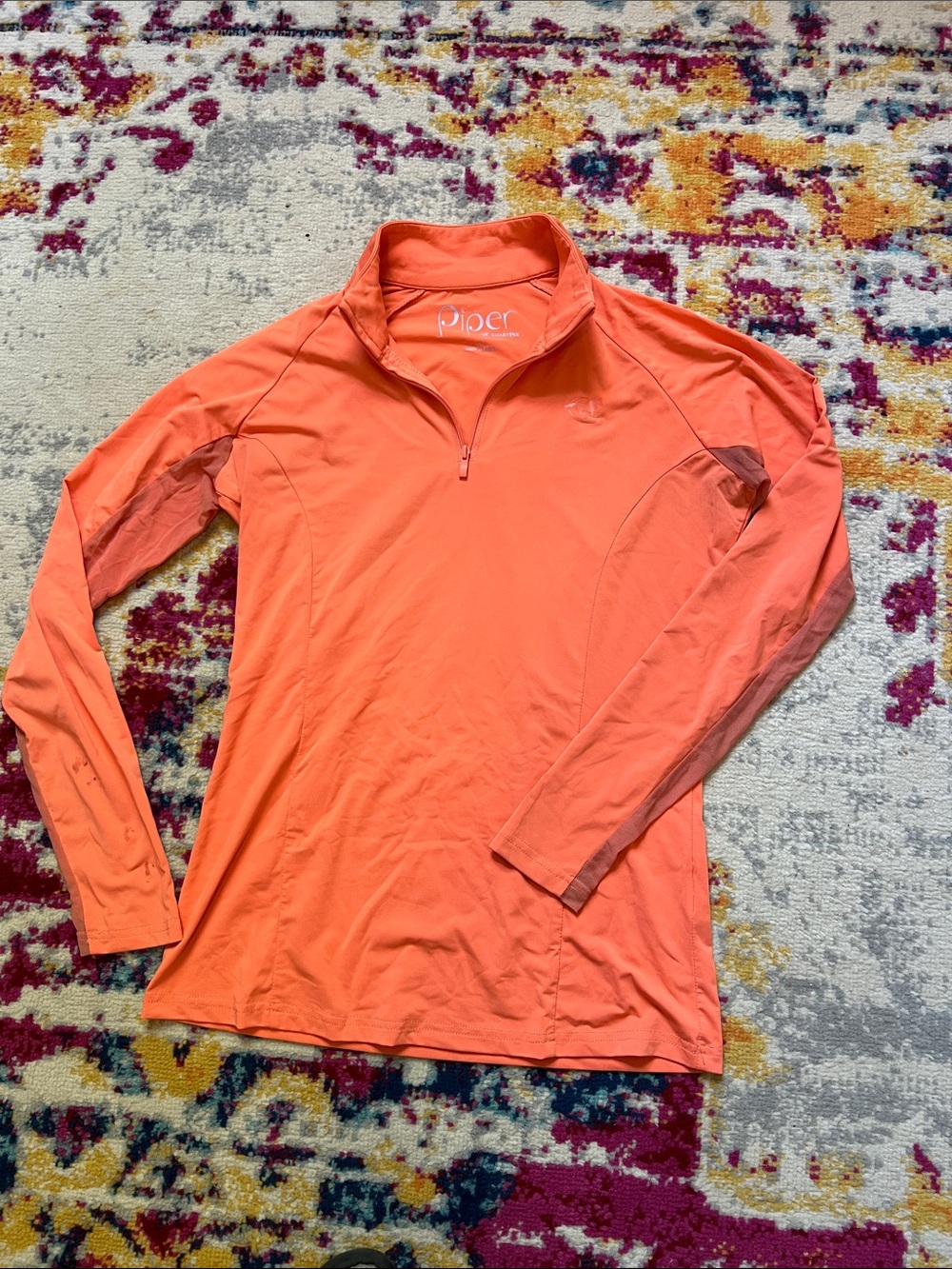 Piper Women's Long Sleeve Quarter-Zip Top in Coral Orange